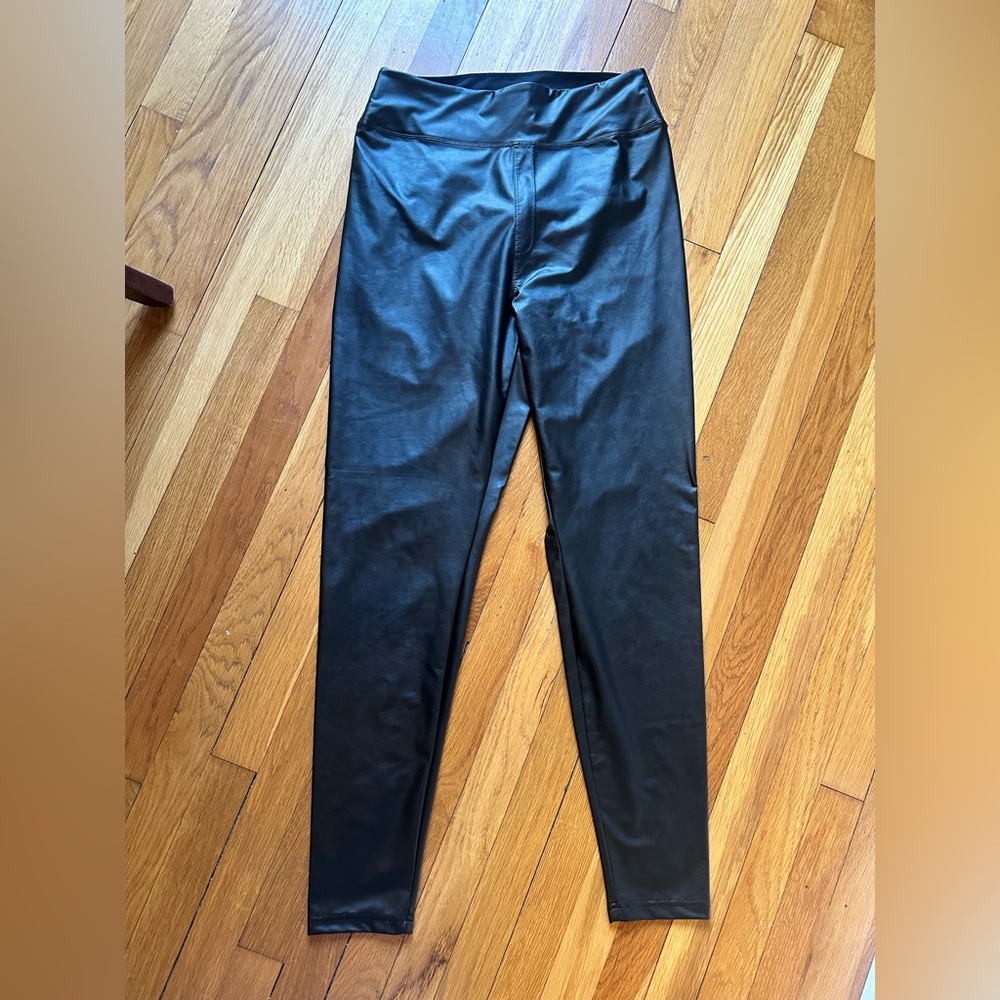 Aerie Offline Black Faux Leather Leggings XL Long